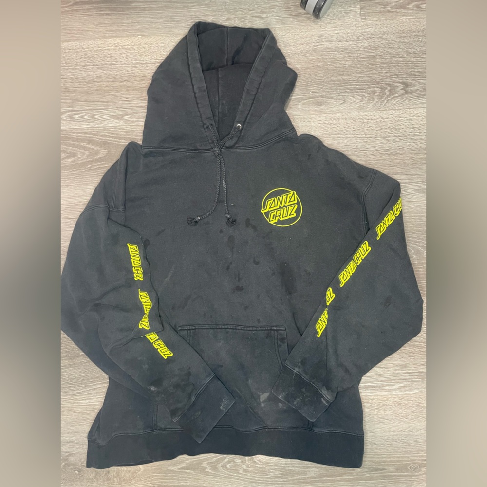 Santa Cruz thick black and yellow mens hoodie